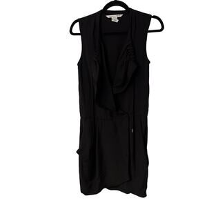 Diane Von Furstenberg Black Sleeveless Drawstring Tie Drape Wrap Dress Size 4